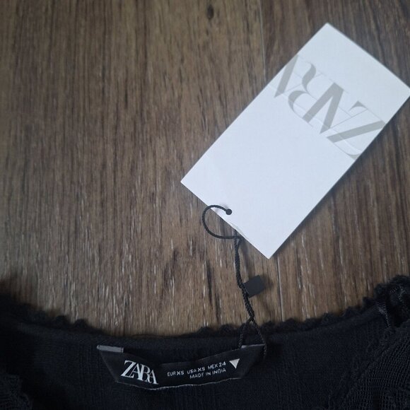 NWT Zara Black Tiered Embroidered Mini Dress Lined 100% Cotton - Picture 5 of 9